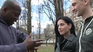 Sassy white lady teased while her husband watches, anus stretched open