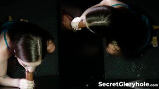 First time gloryhole cock🌭 sucking with brunette Alexis Abbey