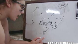 Thick girls Madison Morgan and Leana Lovings are receiving a lesson from trainer Max Fills