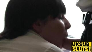 UKSubSluts com - Busty MILF′s massive tits and intense creampie on floor