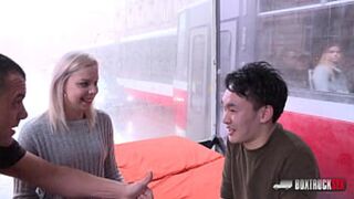 Slender Julia Parker′s first time public encounter