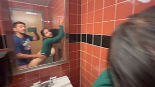 Grocery Store Bathroom Blowjob Risky Sex with Busty Hailey Rose