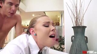 Hot teen blonde Nicole Clitman takes a huge cock🌭 in her pussy✌ and ass🍑 with a vibrator for intense double penetration