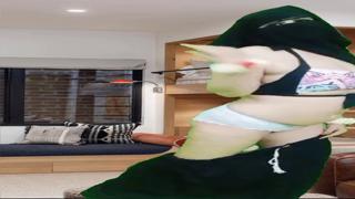 Maidservant displays huge breasts, getting sexually aroused