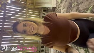 Golden-haired beauty visits the barn &mdash;  pleases the man and worships his prize