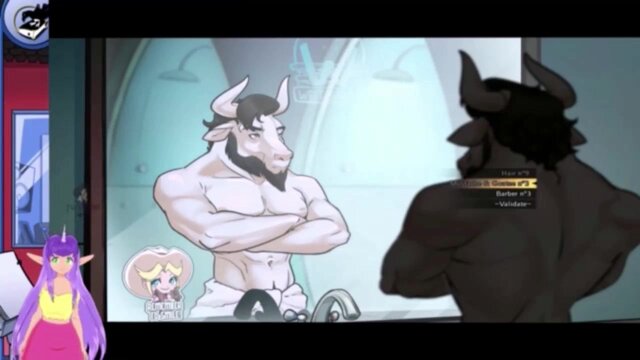 Blonde gamer with thick boobs plays Hentai game for a lucky viewer