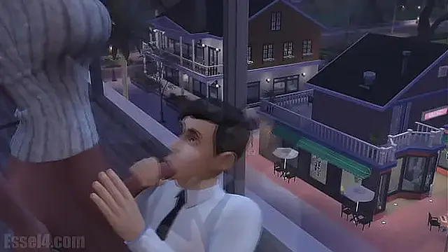 Futa gets her cock sucked under desk at work