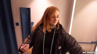 Giant Ass🍑 English Student Gets Firm Butt🍑 Fucks in Fitting Room & Hall by Two Clients!!!