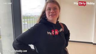  nerdy girl engages in public sex and gets cum shot