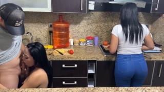 Horny🥵 18-Year-Old Stepdaughters Cooking for Their St+='<omitted>'de Stepdad