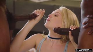 Teen nympho Lily Rader gets two massive black cocks