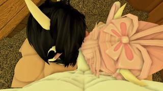 Hot friends get fucked in a Roblox gangbang