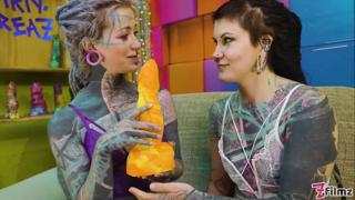 Two heavily inked beauties submit to vigorous anal👌 sex with an imposing phallus