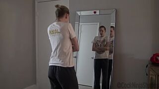 Blonde stepsis shows stepbro how her tight cooch is hers alone in sultry tease